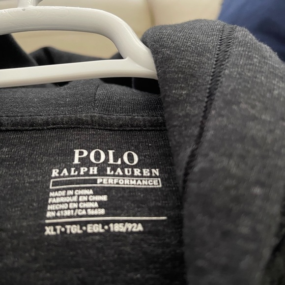 Like New Polo Ralph Lauren Performance Dark Grey Zip Up Hoodie - Picture 4 of 4